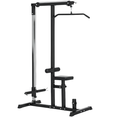 HOMCOM Máquina de Musculação Estação de Treinamento com Poleia e Assento Ajustável em Altura para Treinamento em Casa Academia Escritório Carga Máxima 100kg 107x120x190cm Preto