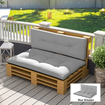 Outsunny Palettenkissen 2er Set Sitzkissen Palettenpolster mit Getuftetem Design Rückenlehne 120 x 77 x 10 cm Hellgrau