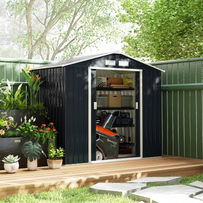 Outsunny Gereedschapschuur Tuinschuur Metaal kolengrijs