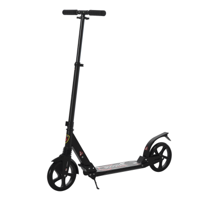 HOMCOM Folding Kick Scooter Black Big Wheels Adjustable 14+