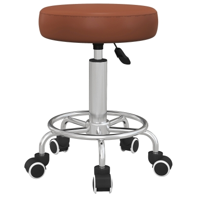 Vinsetto PU Leather Rolling Stool Chair Adjustable Brown