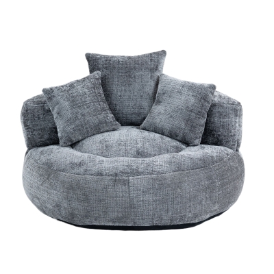 Chenille Bean Bag Chair with Memory Foam Filling, Gray