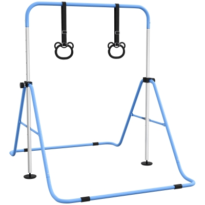HOMCOM Barre Gym Enfants Hauteur Ajustable Pliable Bleu
