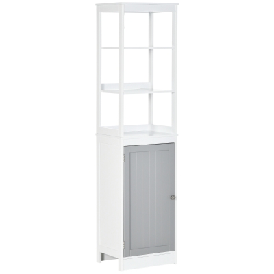 Kleankin Tall Bathroom Cabinet Slimline Storage Unit White