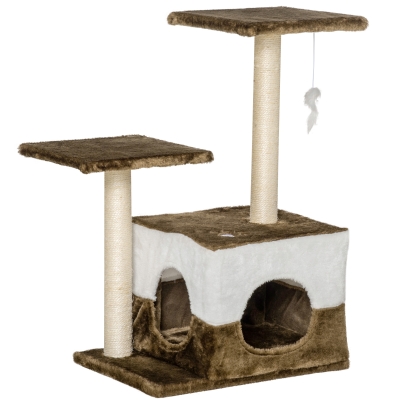 PawHut Indoor Cat Tree Tower Kitten House Scratching Posts Brown
