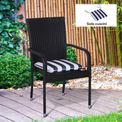 Outsunny Fodere per Cuscino 42x42x5cm striscia blu e bianca