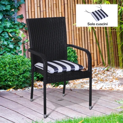 Outsunny Fodere per Cuscino 42x42x5cm striscia blu e bianca