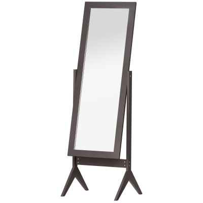HOMCOM Espejo de Maquillaje de Pie Reclinable Nórdico para Dormitorio Salón Marco de Madera 47x46x148 cm Marrón