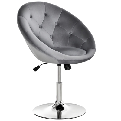 HOMCOM Swivel Dressing Stool Velvet Upholstered Grey