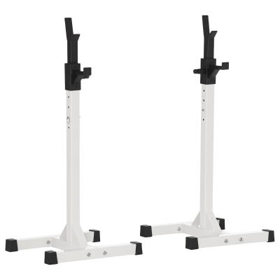 HOMCOM Support pour haltères support de musculation repose haltères hauteur réglable charge max. 150 kg acier 52 x 48 x 160 cm noir et blanc