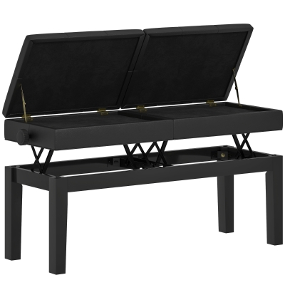 HOMCOM panca per pianoforte,105cm x 37cm x 58cm Nero