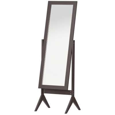 HOMCOM Espejo de Maquillaje de Pie Reclinable Nórdico para Dormitorio Salón Marco de Madera 47x46x148 cm Marrón
