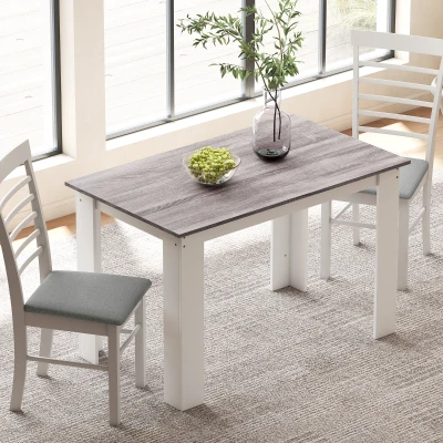 HOMCOM Tavolo da Pranzo per 4-6 Persone 120x69x75cm Grigio Bianco