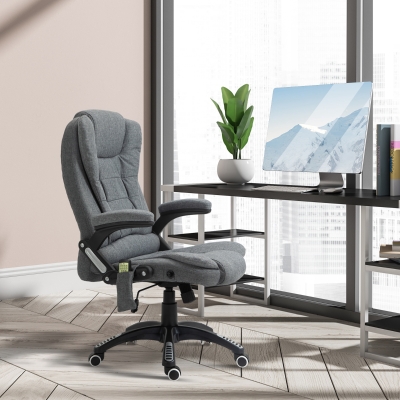 Vinsetto Silla de Masaje con 6 Puntos de Masaje con Función de Calefacción Altura Ajustable y Ruedas 68x72x110-120 cm Gris