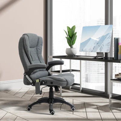 Vinsetto Silla de Masaje con 6 Puntos de Masaje con Función de Calefacción Altura Ajustable y Ruedas 68x72x110-120 cm Gris