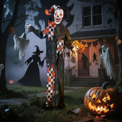 Outsunny Animated Clown Halloween Decor with Lights & Sound