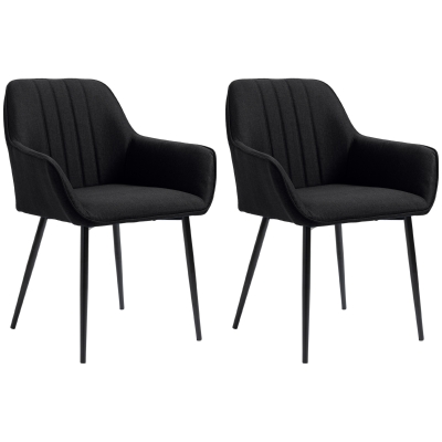 HOMCOM Chaises Salle à Manger Design Scandinave Lot de 2 Métal Noir