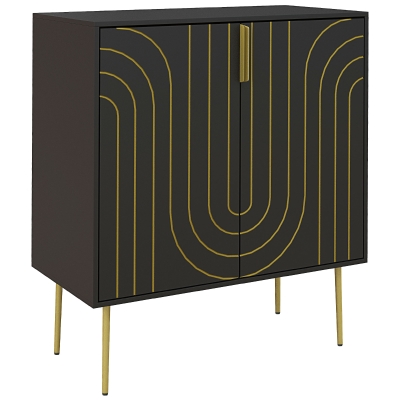 HOMCOM Art Deco Sideboard with Adjustable Shelf - Black/Gold