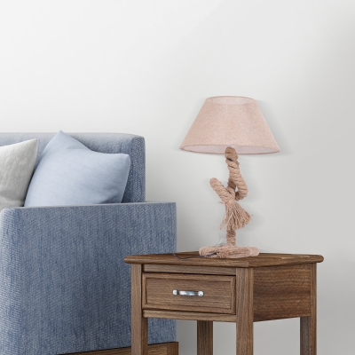 HOMCOM Table Lamp, Industrial Bedside Light Indispensable Nautical Twisted Rope Glow E27 for Bedroom, Living, Room Beige