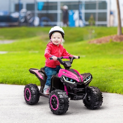 HOMCOM Quad Eléctrico para Niños de 3-5 Años Vehículo Eléctrico a Batería 12V con 2 Motores 83x53x55,5 cm Rosa