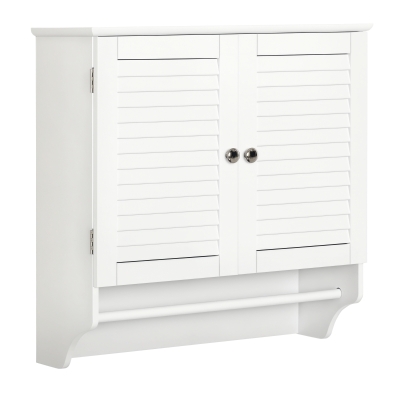 kleankin Armoire Murale SDB Bois Blanc Porte-Serviette