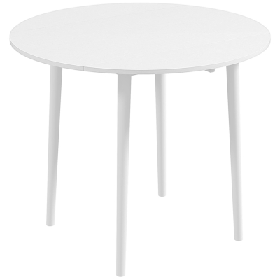 HOMCOM Folding Round Drop Leaf Dining Table White 4 Seats