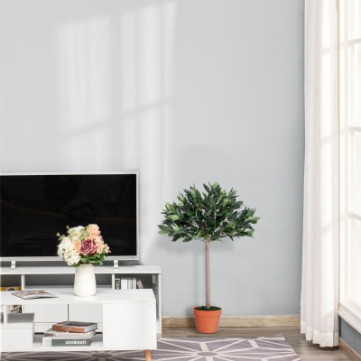 Outsunny 3ft  Artificial Olive Tree Indoor Plant Greenary for Home Potted in An Orange Pot