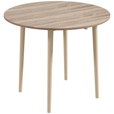 HOMCOM Folding Round Drop Leaf Dining Table Natural