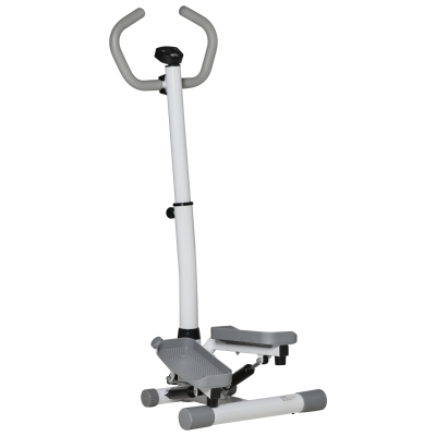 HOMCOM Twist Stepper, Height Adjustable Aerobic Ab Exercise Fitness Workout Machine with LCD Screen, for Home Gym, White