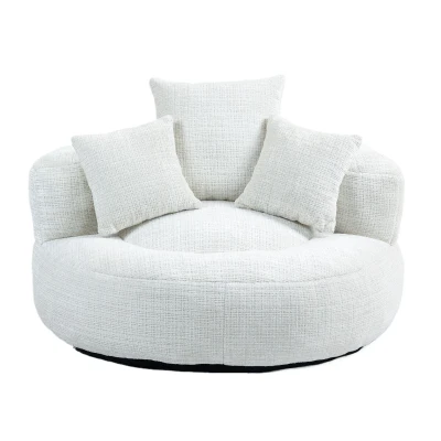 Lazy Sofa Bean Bag Chair with Memory Foam and Chenille Fabric, Beige