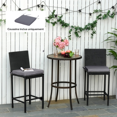 Outsunny Coussins Chaise Jardin Tissu Polyester Gris 45x45cm