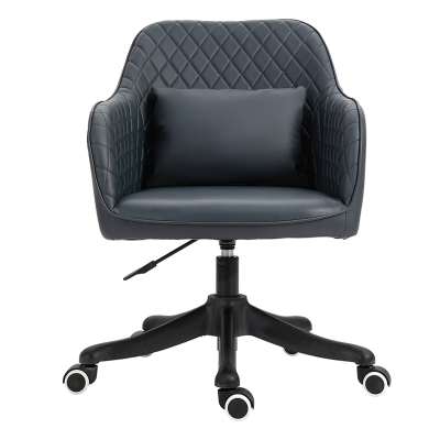 Vinsetto Velvet Office Chair, Desk Chair, Makeup Vanity Chair with Massage Lumbar Pillow and Rolling Wheels for Bedroom and Home, Deep Blue