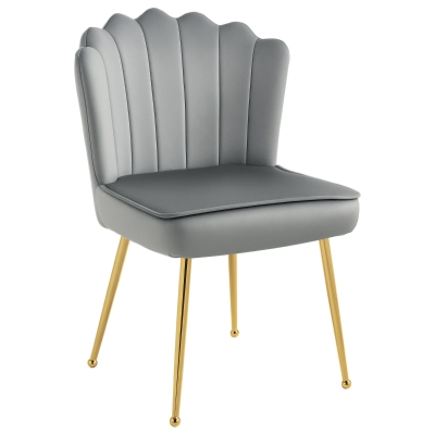 HOMCOM Velvet Shell Accent Chair Grey