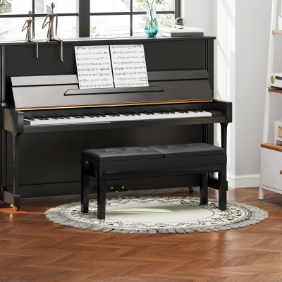 HOMCOM panca per pianoforte,105cm x 37cm x 58cm Nero