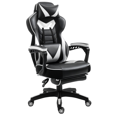 Vinsetto Gaming Chair PU Leather White with Footrest