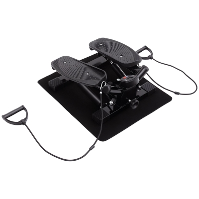 HOMCOM Mini Stepper Sidestepper Fitness Heimtrainer inkl. Trainingsbänder schwarz