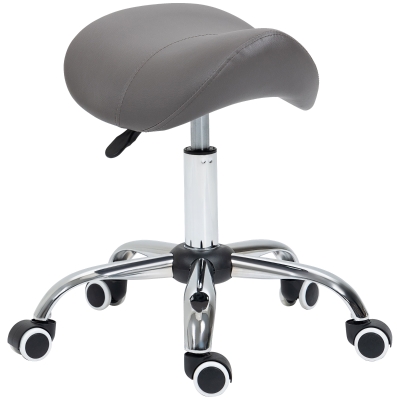 HOMCOM 360° Rotate Adjustable Stool Grey Faux Leather