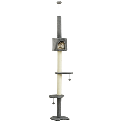 PawHut Cat Tree Condo Activity Centre Light Grey