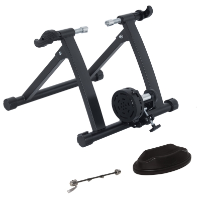 HOMCOM Rodillo de Bicicleta Entrenamiento Plegable con Resistencia Magnética para Ruedas de 26-28 Pulgadas Soporte Entrenador Bici para Casa Interior 54,5x47,2x39,1 cm Negro