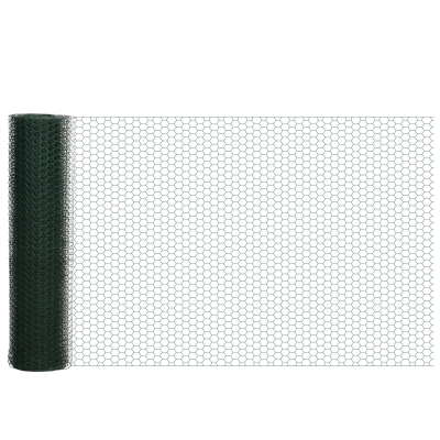 PawHut 1m x 25m Foldable Chicken Wire Garden Fence - Dark Green