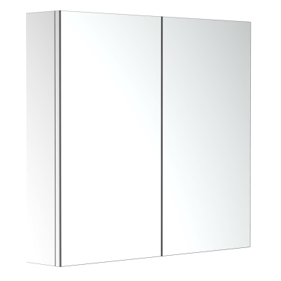HOMCOM Bathroom Mirror Cabinet - Stainless Steel Wall Mounted Bathroom Storage Cabinet with Double Doors, 60x55cm