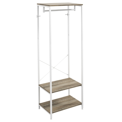 HOMCOM Coat Rack Shoe Bench Tree Grey