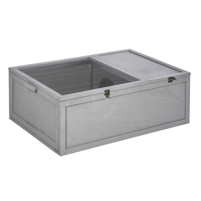 PawHut Wooden Tortoise House Reptile Cage 94cm Grey