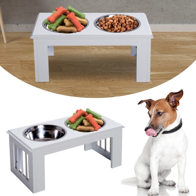 PawHut Raised Dog Feeding Station with Stainless Steel Bowls, Elevated Pet Feeder with Stand for Medium Dog 58.4L