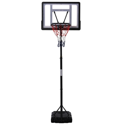 HOMCOM Panier de Basket Réglable 203-258cm avec Roulettes Noir