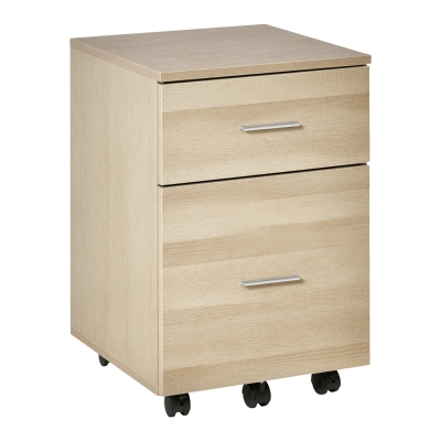 Vinsetto Bürocontainer mit 2 Schubladen Hängeregistratur Aktenschrank Büroschrank Aufbewahrung von Akten Spanplatte Natur 39,5 x 39 x 58,5 cm