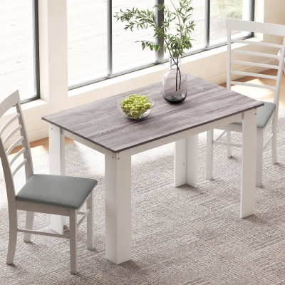 HOMCOM Mesa de Comedor para 4-6 Personas Rectangular de Melamina de Madera y Estilo Moderno 120x69x75 cm Gris y Blanco