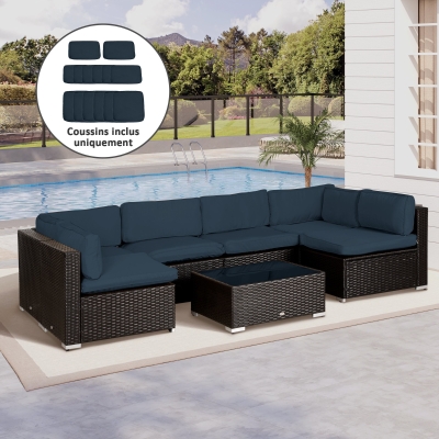 Outsunny Housses Coussins Salon Jardin Bleu 14 pcs