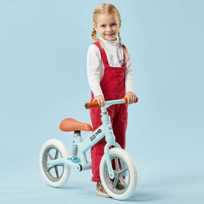 HOMCOM 12" Kids Balance Bike No Pedal Bicycle Adjustable Seat Toddler Training Bike W/ Shock Absorber 2 - 5 Years Blue