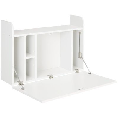 HOMCOM Bureau Mural Rabattable Blanc avec Rangements